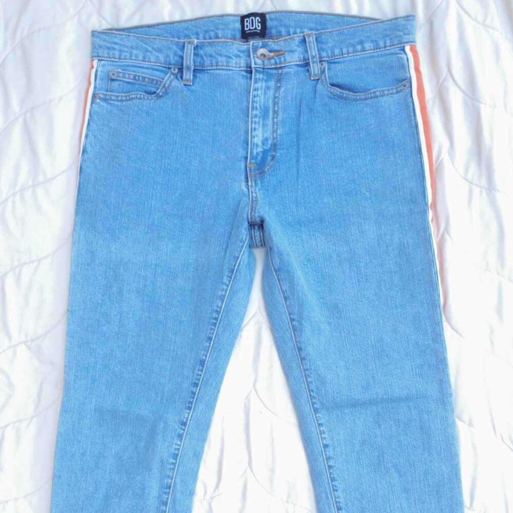 Urban Outfitters BDG jeans skinny stretch acid wash vertical stripe orange white